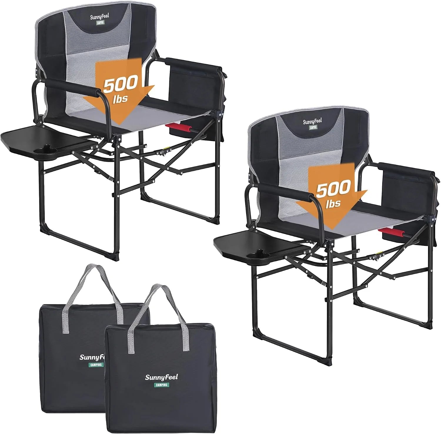 Special SUNNYFEEL Camping Directors Chair, Heavy Duty, Oversized Portable Folding Chair with Side Table - Image 9