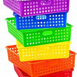 Special Colorful Plastic Classroom Storage Bins 13.75 X 10.25 for Organizing A4 Papers Trays, Turn In Containers