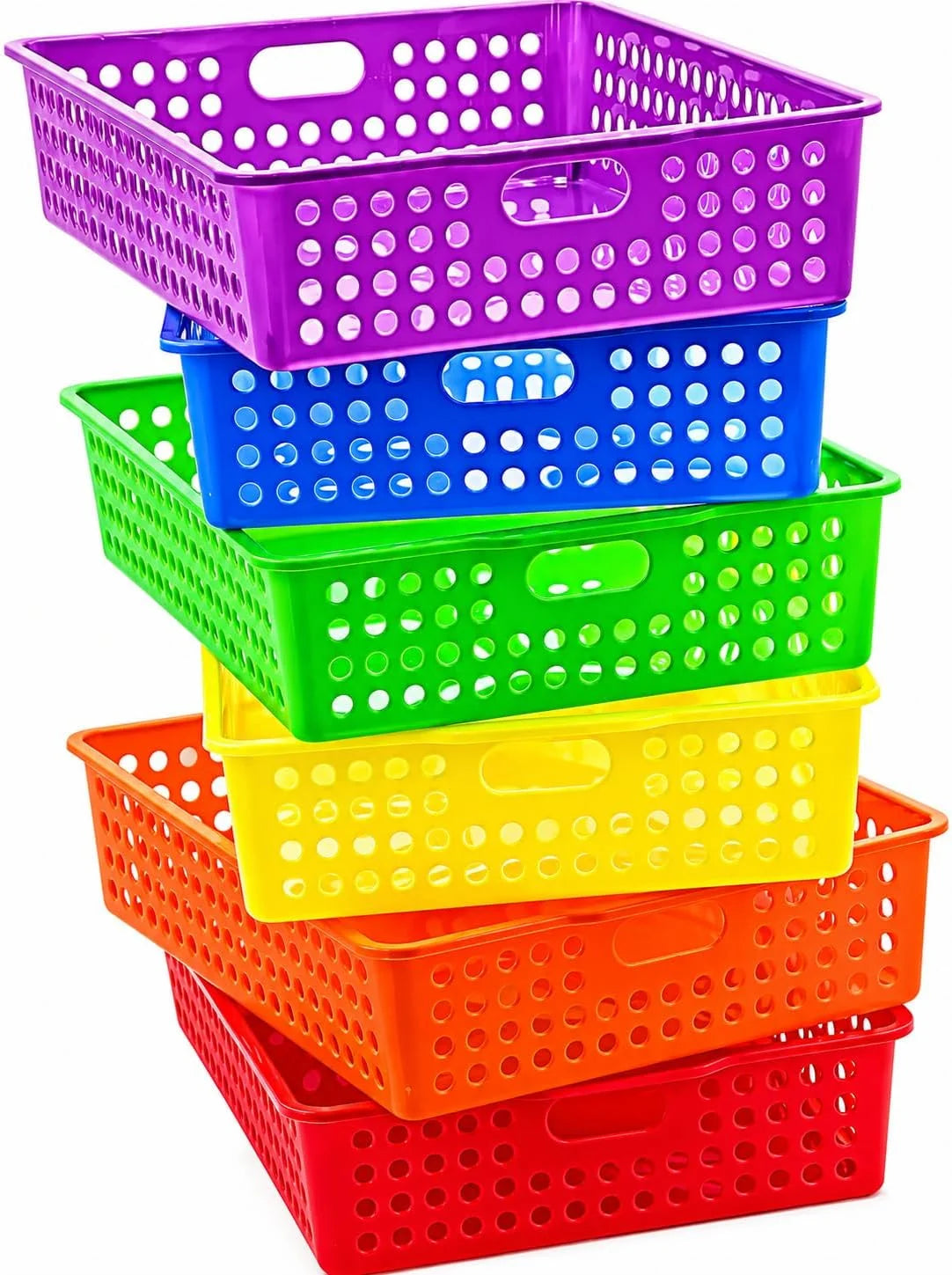 Special Colorful Plastic Classroom Storage Bins 13.75 X 10.25 for Organizing A4 Papers Trays, Turn In Containers