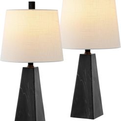 Alternative view of Special JONATHAN Y 20.5 White Marble Finish Modern Resin Table Lamp for Bedroom Living Room, Bulb Included