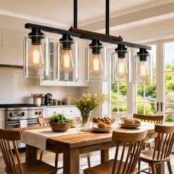 Alternative view of Special Dining Room Light Fixture 5-Light Kitchen Island Lighting with Adjustable Rods
