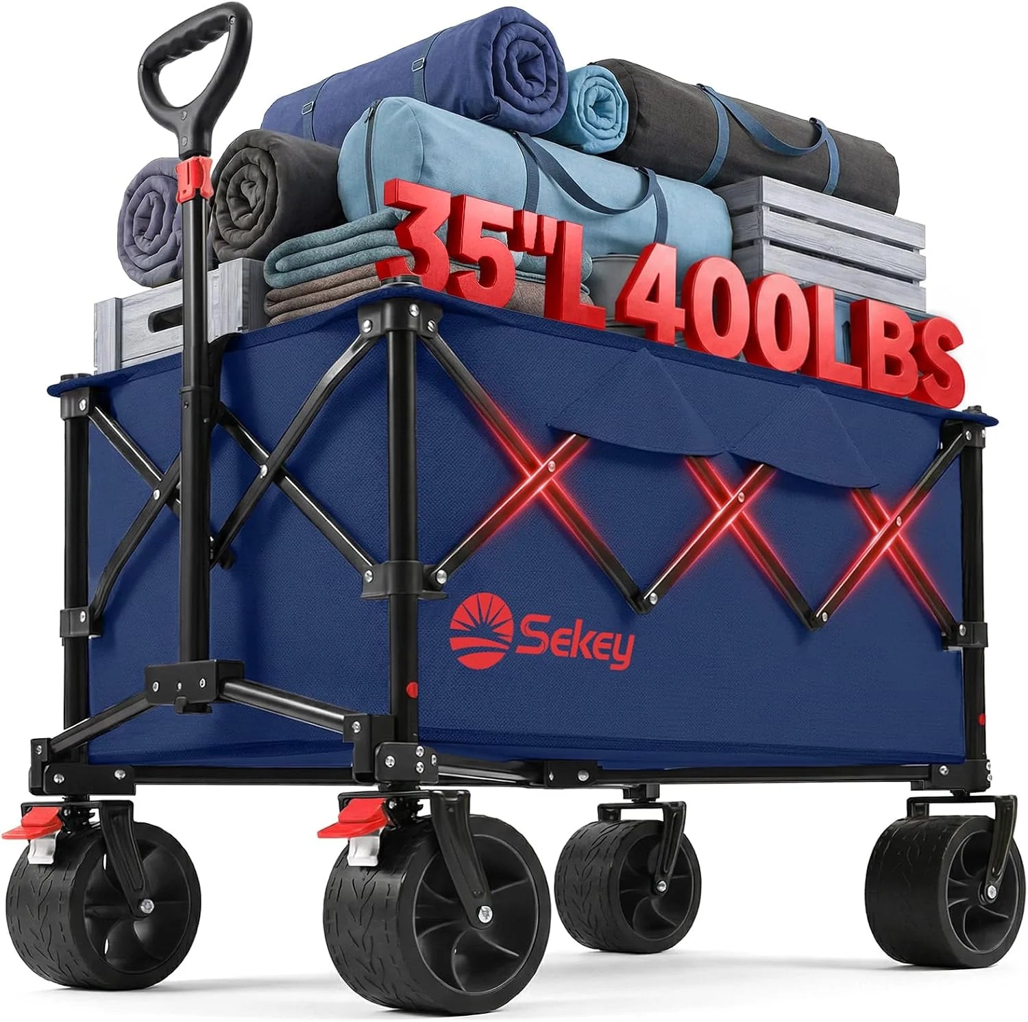 Special 250L Wagons Carts Foldable with Big All-Terrian Beach Wheels, Collapsible Heavy Duty Wagon, Extra Large Folding Wagon - Image 7