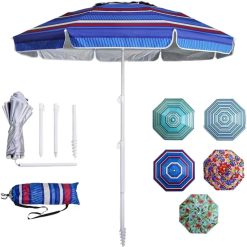 Special 6ft Beach Umbrella – Heavy Duty Wind Resistant UV 50+ Portable Sun Shade with Sand Anchor & Carry Bag