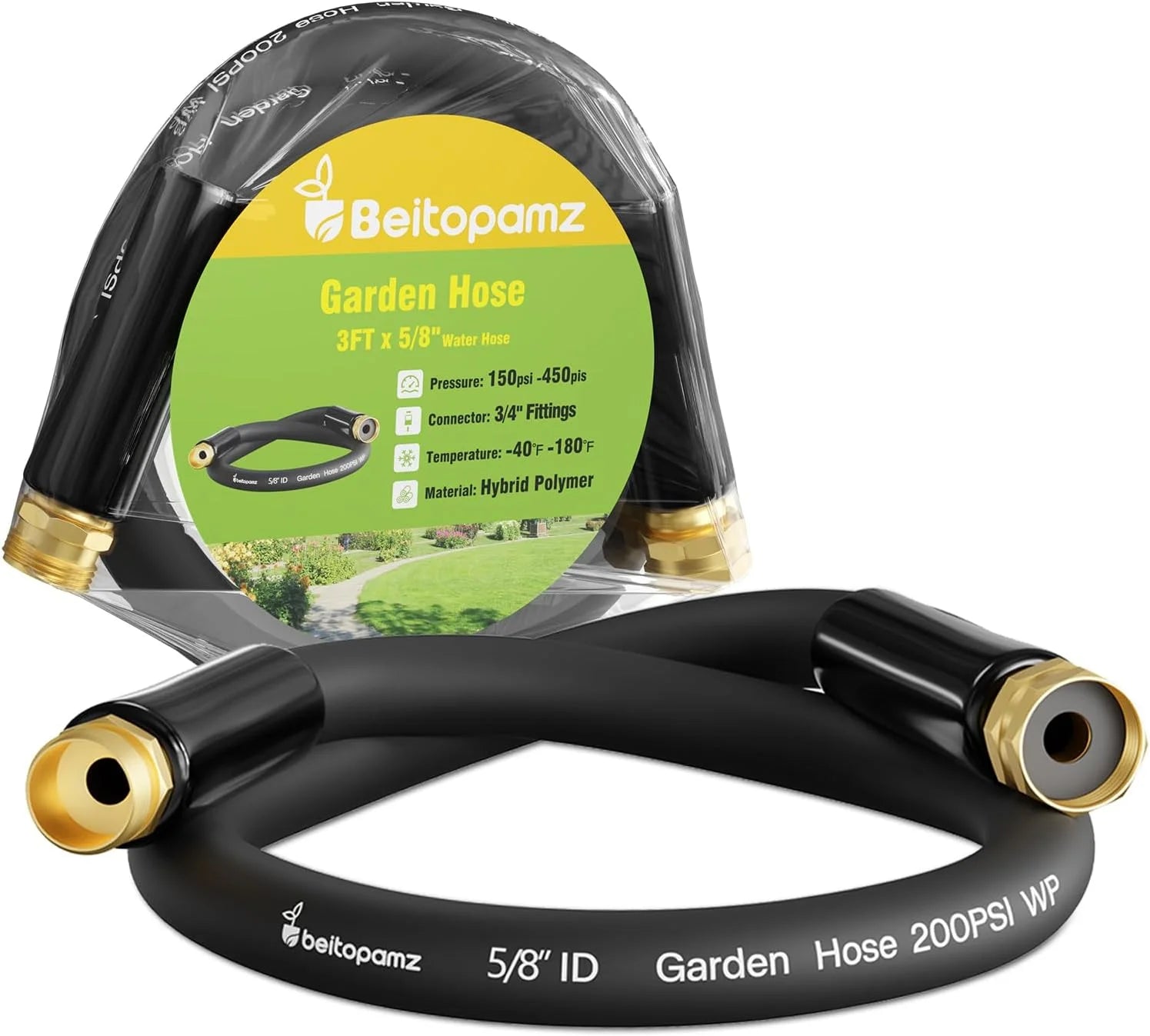 Special Beitopamz 100 ft Garden Hose, 5/8 in Heavy Duty Water Hose, Male to Female 3/4” Brass Fittings for Patio - Image 7