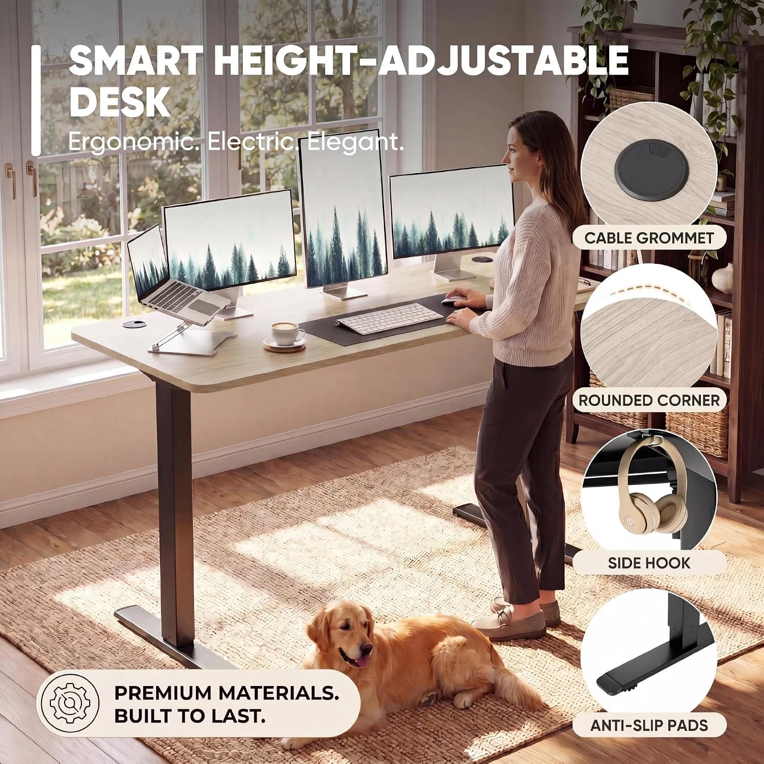 Special 55 x 24 Inches Electric Height Adjustable Standing Desk Large Sit Stand Up Desk Home Office Computer Desk Memory - Image 62