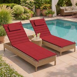 Special Crestlive Products Chaise Lounge Cushion Outdoor Set of 2, Foldable Water Resistant Pool Lounge Chair Cushions