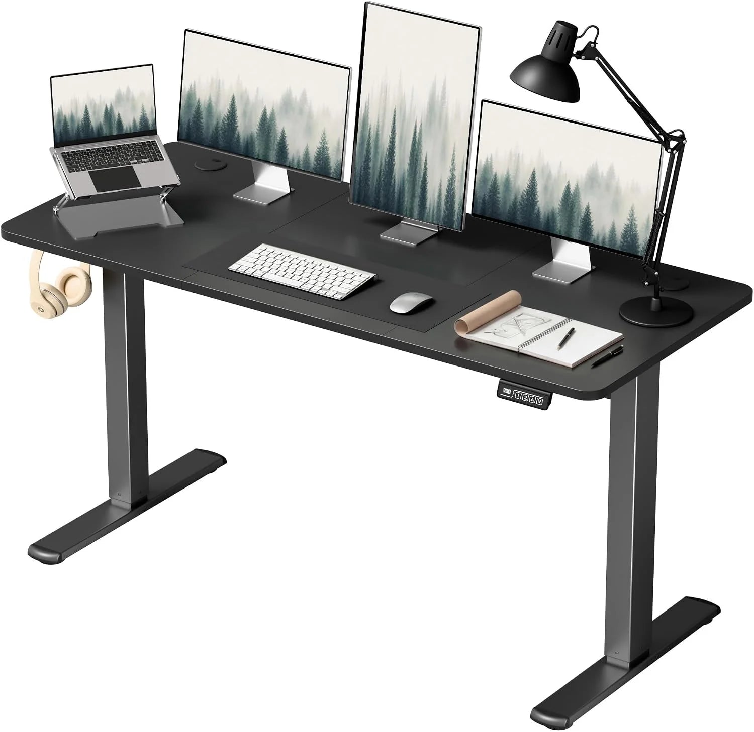 Special 55 x 24 Inches Electric Height Adjustable Standing Desk Large Sit Stand Up Desk Home Office Computer Desk Memory
