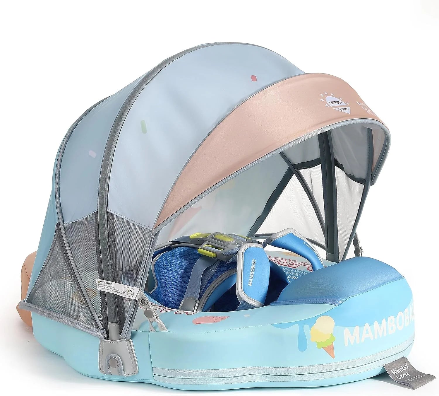 Special Mambobaby Float Self-Inflating Baby Pool Floats Hammock with Canopy, Compressible Folding Baby Floating Bed