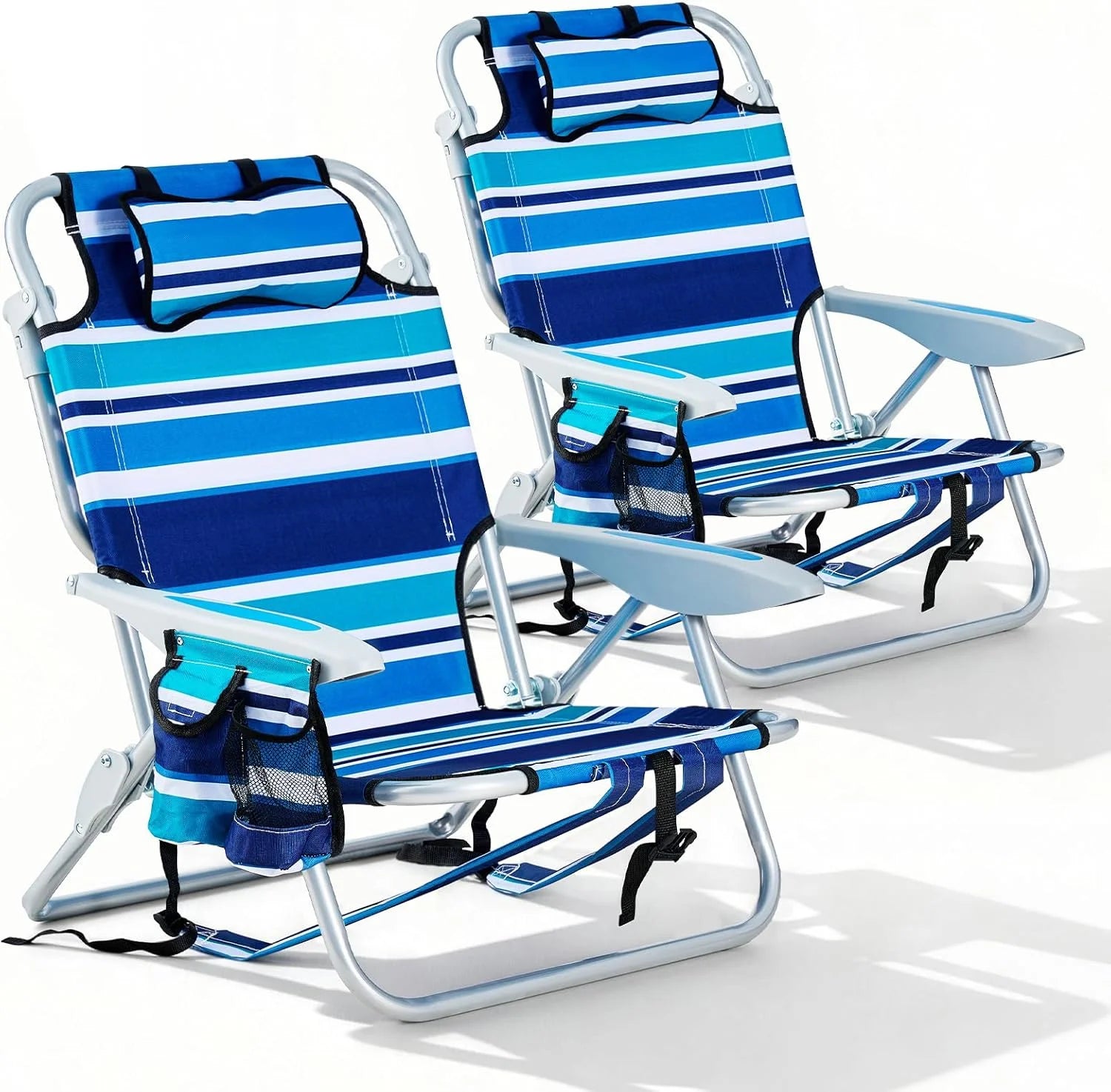Special 2 Pack Lightweight Portable Camping Beach Chair for Adults, Outdoor Lay Flat Folding Beach Chairs with 5 - Image 4