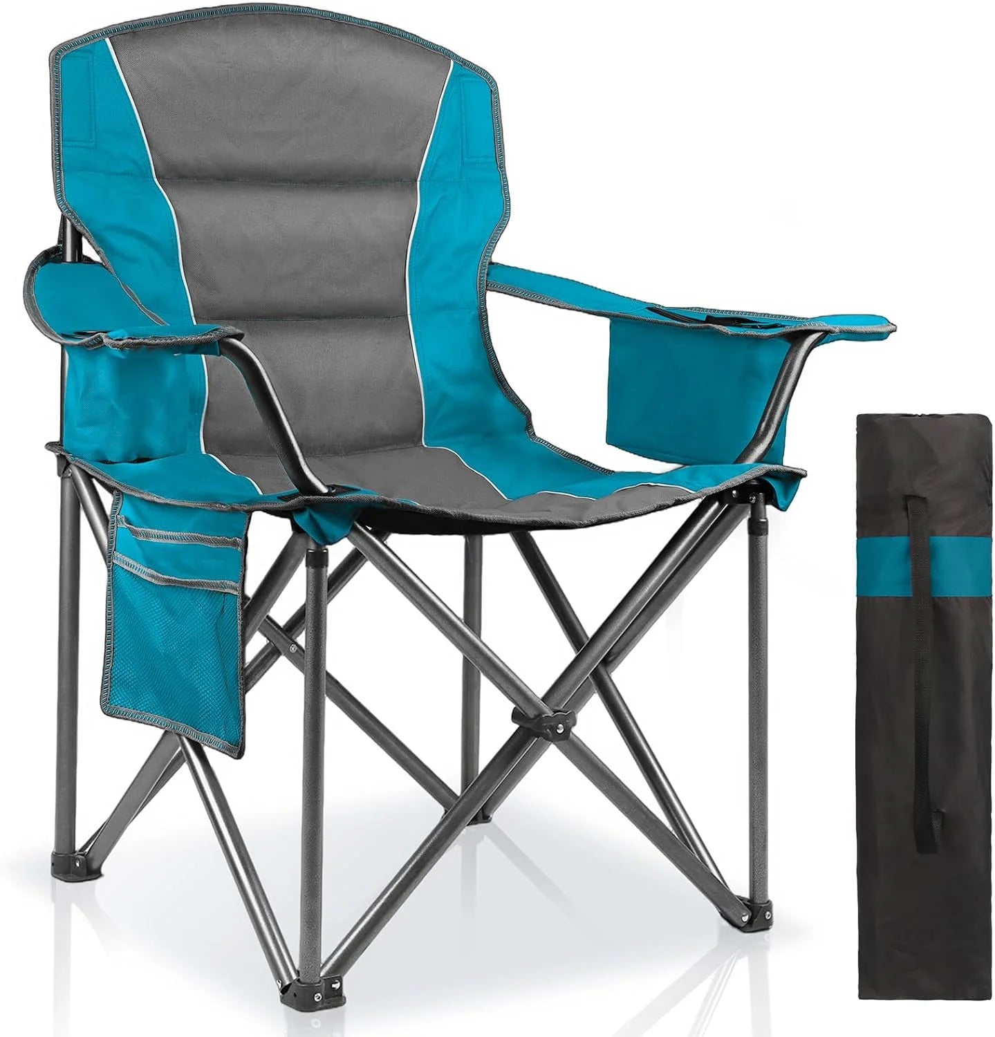 Special 2 Pack Padded Oversized Camping Chairs for Adults, Heavy Duty Support 400 Lbs, Folding Portable Lawn Chair - Image 6