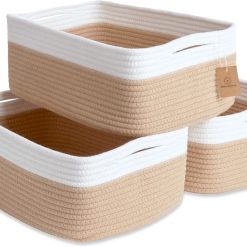 Special Woven Rope Baskets for Organizing, 3 Pack, 15.5 x 11 x 5.5 Storage Bins, Storage baskets and organizer bins