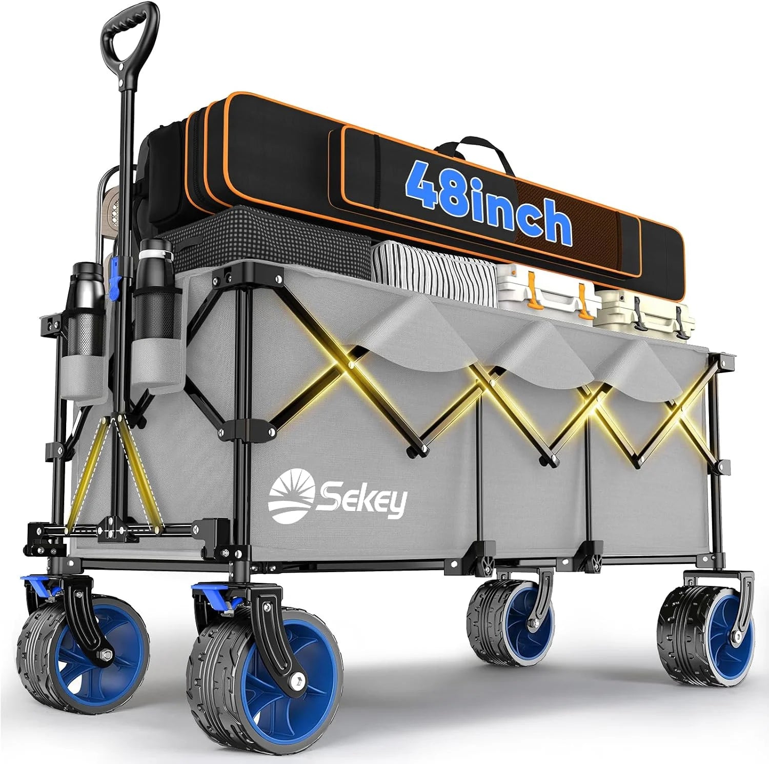 Special Sekey 48鈥滾 Collapsible Foldable Extended Wagon with 660lbs Weight Capacity - Image 6