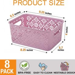 Alternative view of Special Plastic Storage Baskets, Portable Small Pantry Organizer Baskets Bins with Handle, Stackable Household