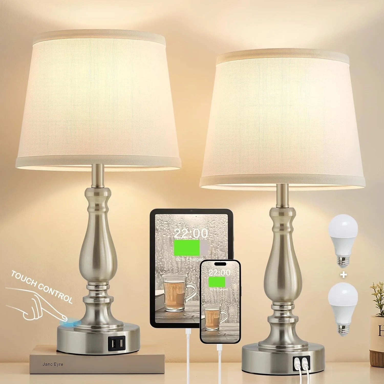 Special Lamps for Bedroom Set of 2, Dimmable, Bulb Included - Image 10