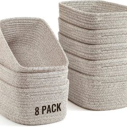Special Small Storage Organizing Baskets, Woven Rope Bins for Bathroom, Closet, Shelf Organizer