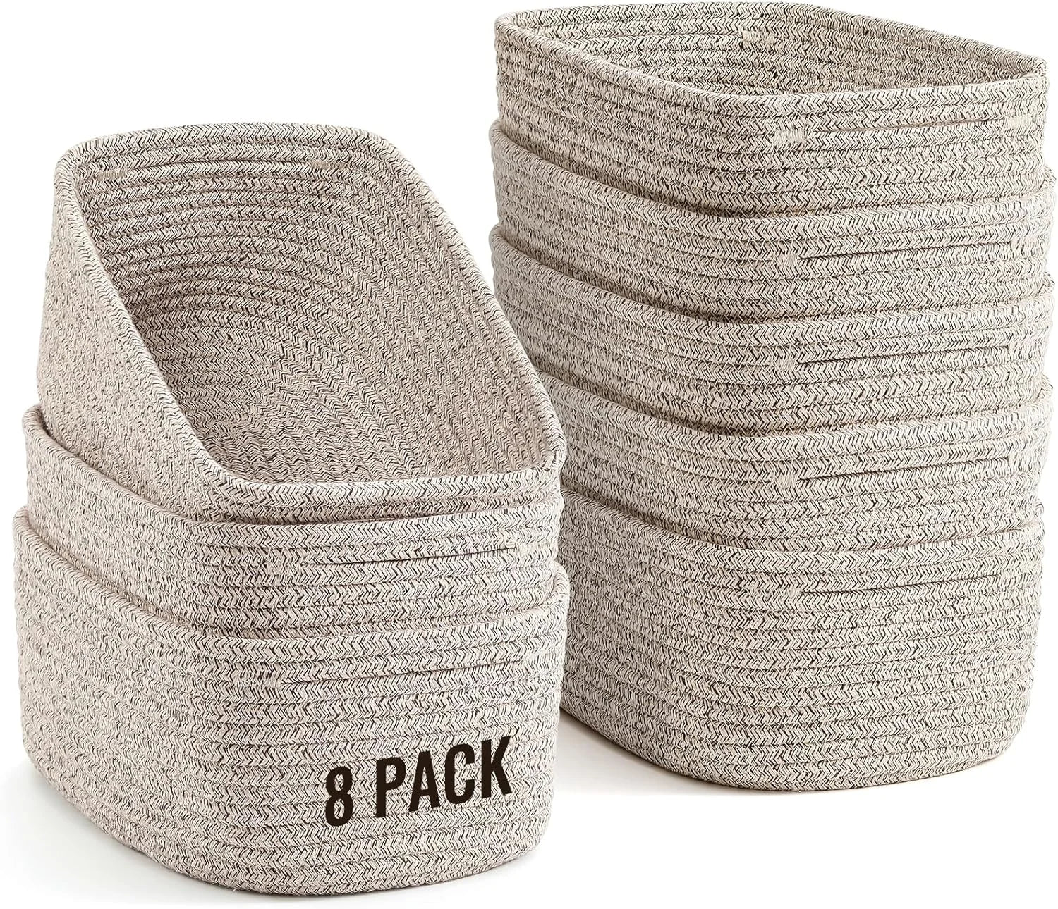 Special Small Storage Organizing Baskets, Woven Rope Bins for Bathroom, Closet, Shelf Organizer