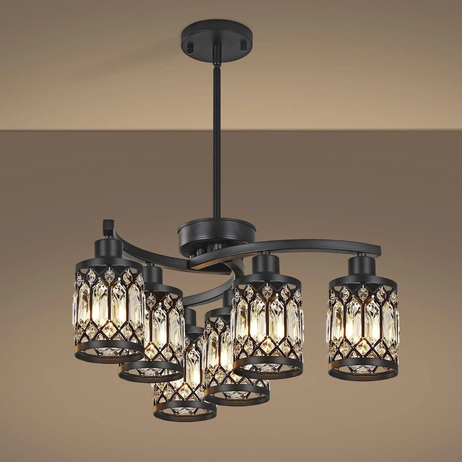 Special 6-Light Modern Farmhouse Black Chandelier, Adjustable Height Hanging Industrial Pendant Lights Kitchen Island - Image 5