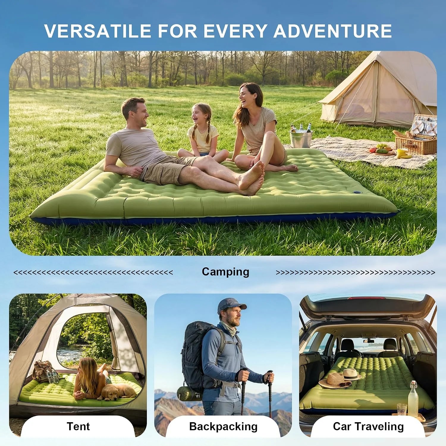 Special Pretyw Double Sleeping Pad for Camping, 5.5 Ultra-Thick Camping Mattress with Pillow, Built-in Foot Pump - Image 6