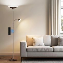 Special SIBRILLE Upgraded 2-in-1 Torchiere Floor Lamp, Dimmable, Black Modern Corner Lamp for Living Room Bedroom Office