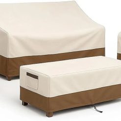 Alternative view of Special Waterproof Patio Ottoman Cover, Square Outdoor Side Table Furniture Cover with Padded Handles