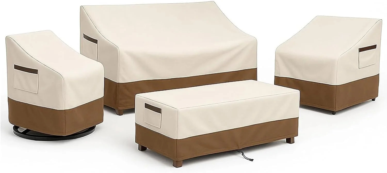Special Waterproof Patio Ottoman Cover, Square Outdoor Side Table Furniture Cover with Padded Handles - Image 2