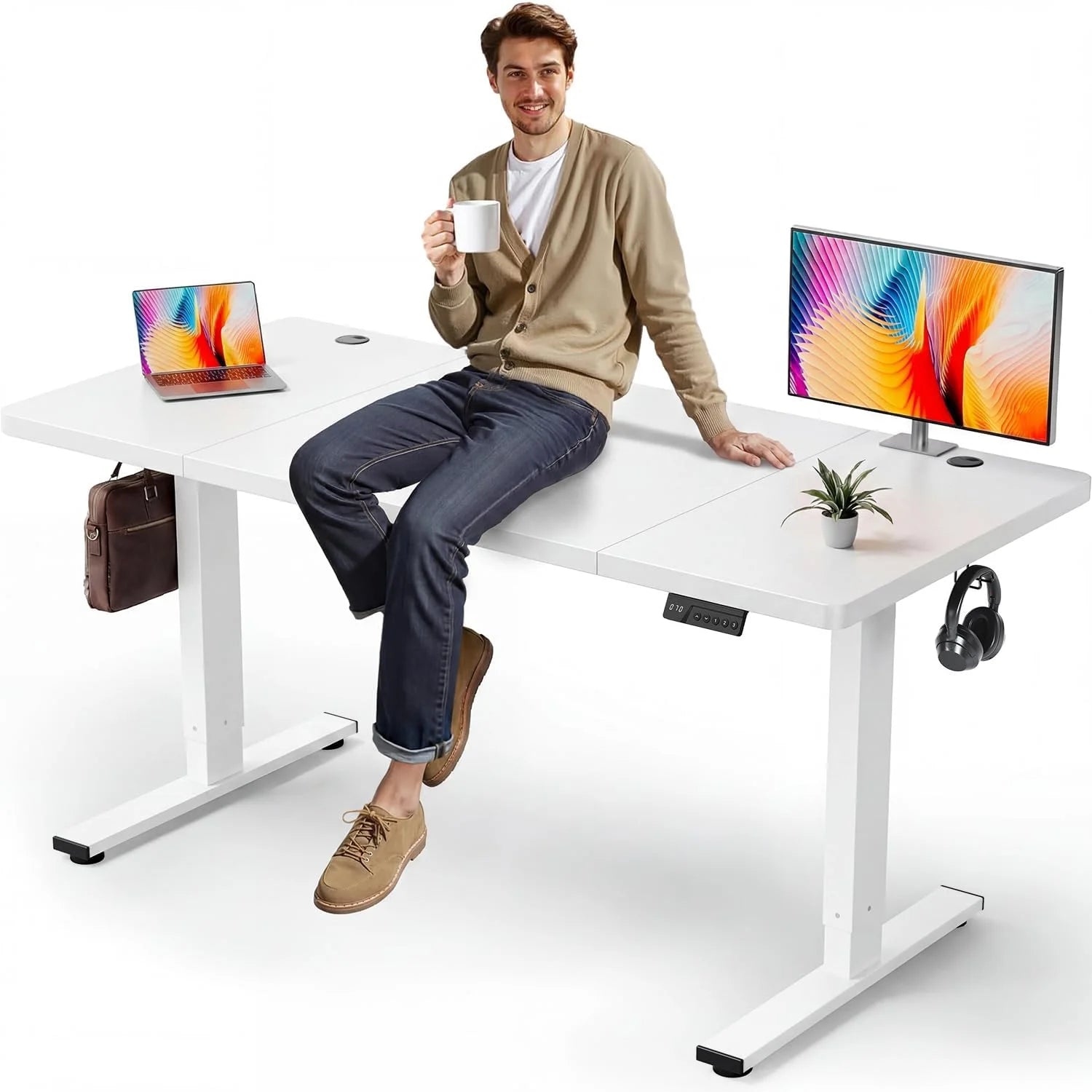 Special Electric Standing Desk Adjustable, 60x28 Inch Sit Stand Desk with 1 Inch Thick Tabletop - Image 5