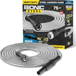 Alternative view of Special STEEL 150 Ft Metal Garden Hose with Sprayer Nozzle, Non Kinking Design, Stainless Steel Heavy Duty Water Hose