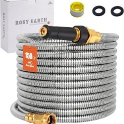 Special Rosy Earth Stainless Steel Garden Hose 100 FT, Heavy Duty Expandable Water Hose