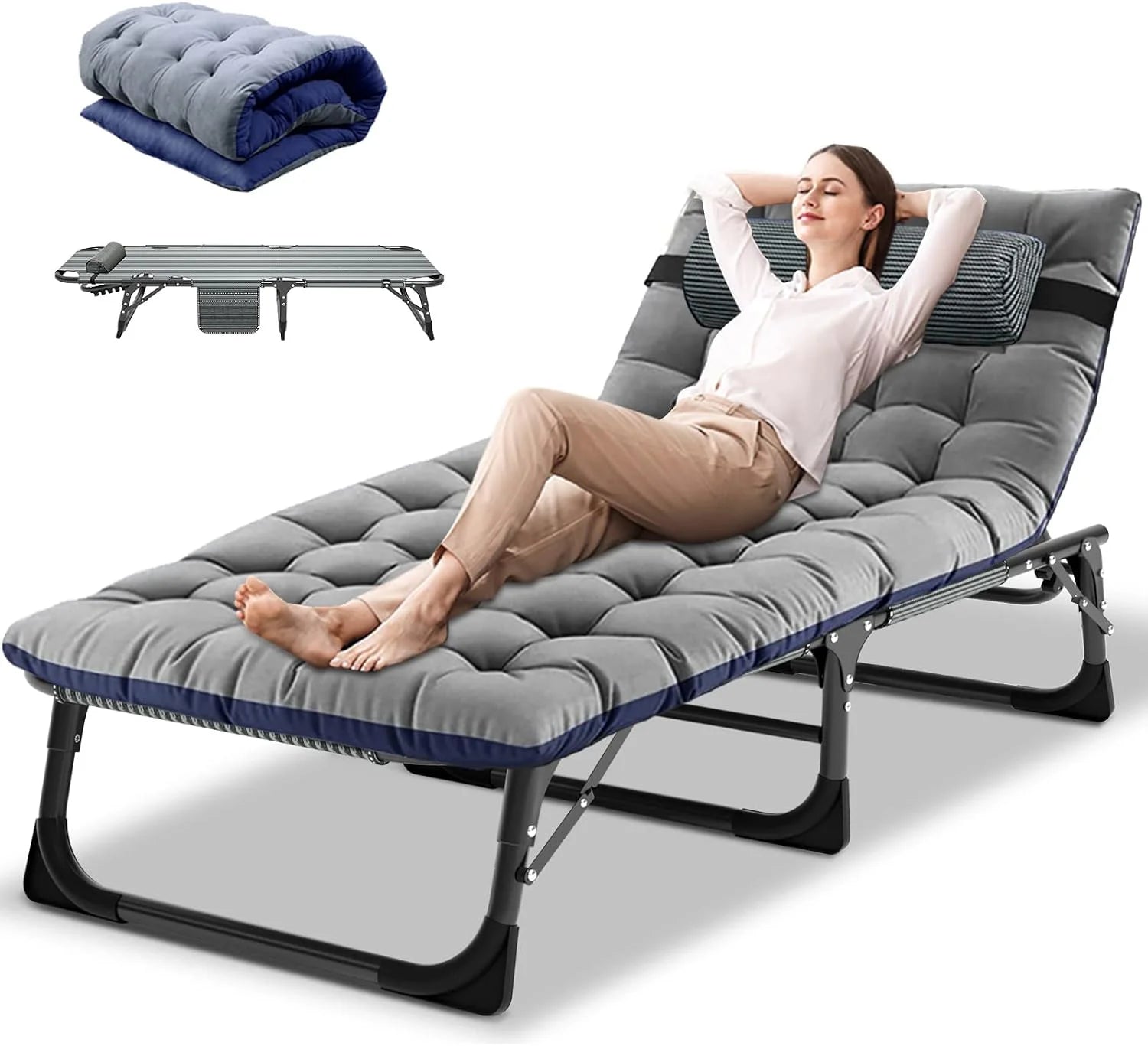 Special DoCred Heavy Duty Chaise Lounge Chair, Adjustable 5-Position Folding Chaise Lounge Chairs for Outside - Image 3