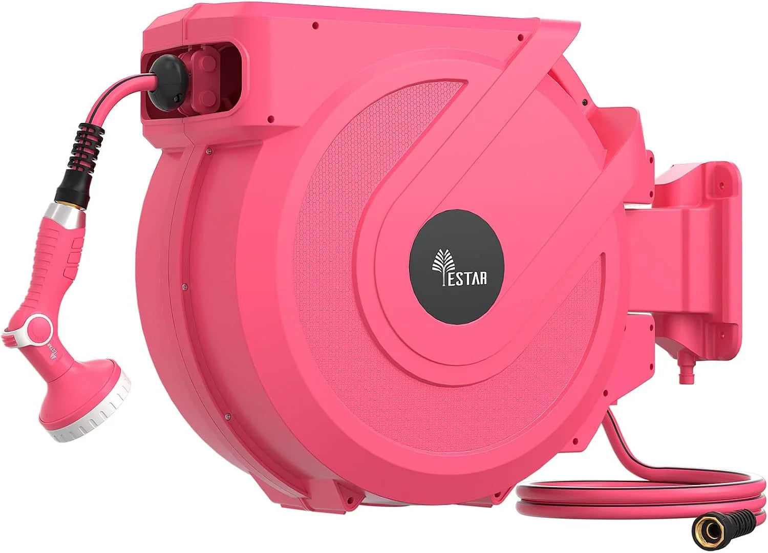 Special Retractable Garden Hose Reel 5/8 in x100 ft, Heavy Duty Wall Mounted Hose Reel with 10- Function Sprayer Nozzle