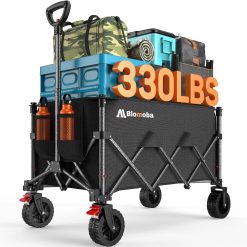 Special Blomoba Folding Wagon Cart with Wheels, 220lbs Utility Wagon Cart, Black