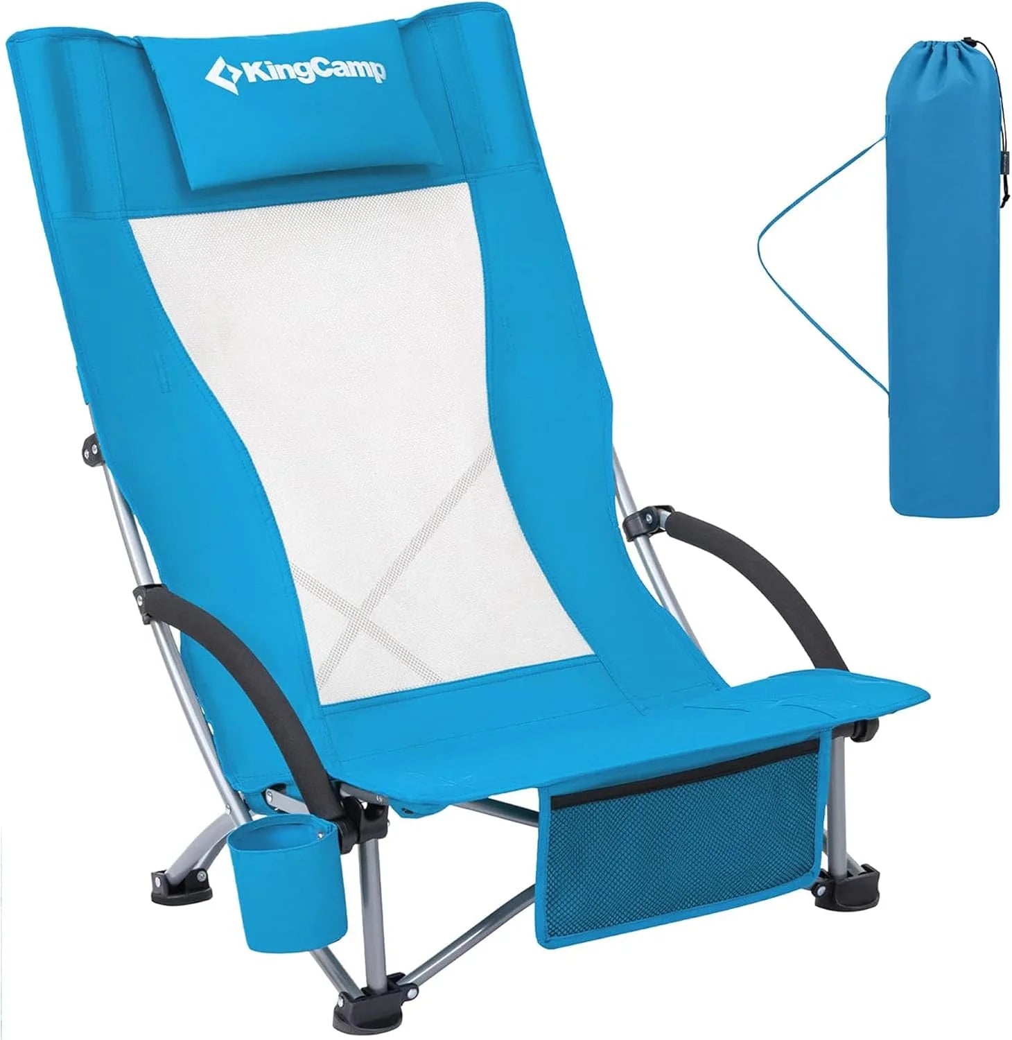 Special KingCamp Low Beach Chairs 2 Pack, Folding Portable Chair for Adults lightweight Extra Wide Ergonomic High Back Seat - Image 9