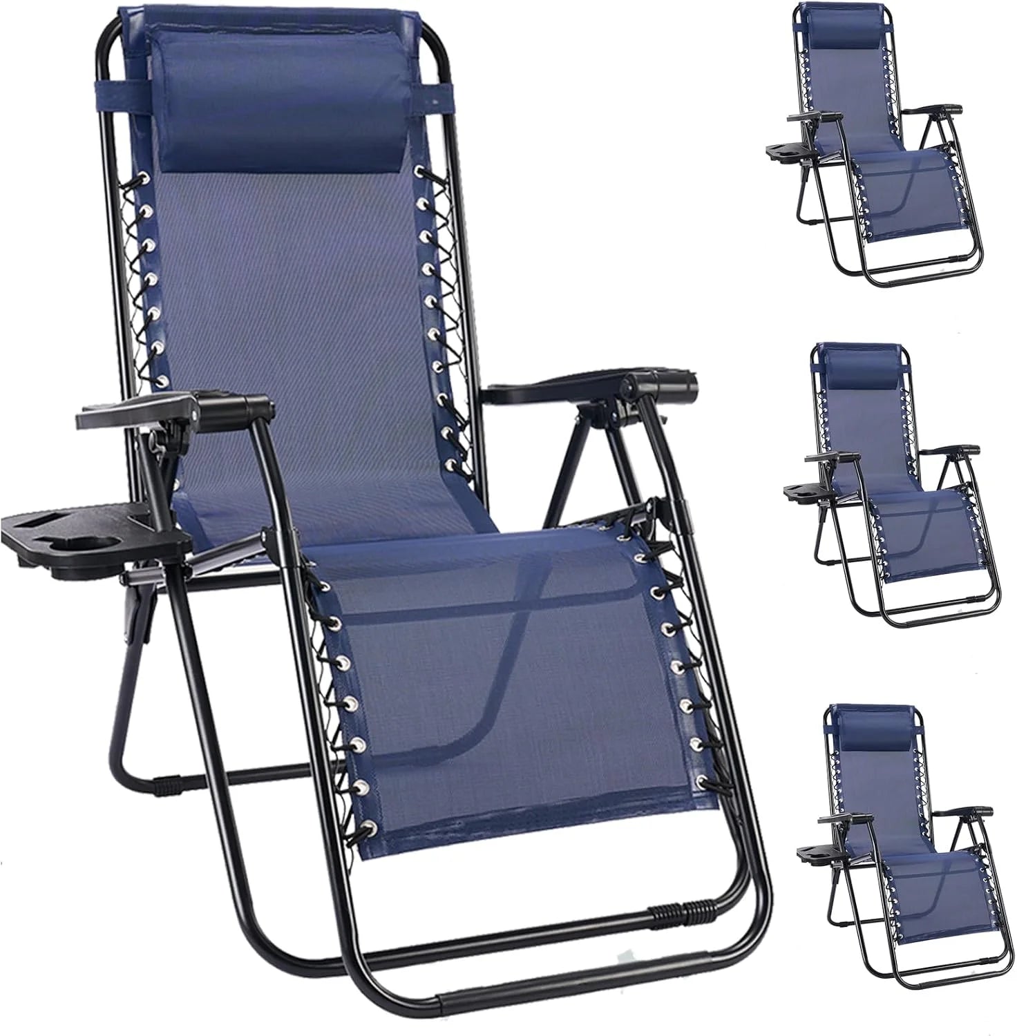Special Zero Gravity Chairs Set of 2, Lounge Chair Folding Portable Adjustable Camping Reclining Chairs with Adjustable Pollow - Image 10
