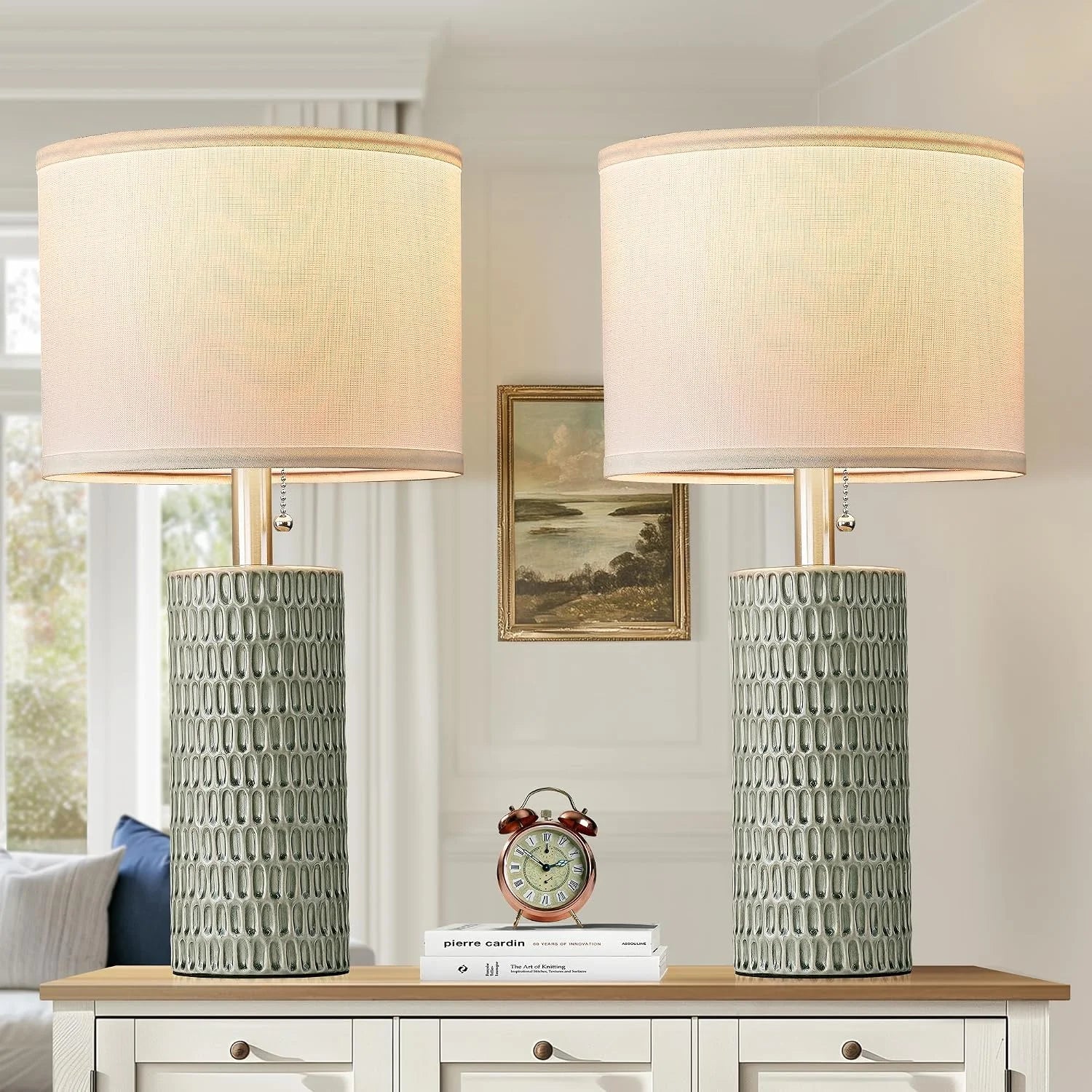 Special Reaketon 20.5 Modern Ceramic Table Lamps for Bedroom Set of 2, Farmhouse Table Lamp for Living Room Office Dorm - Image 13
