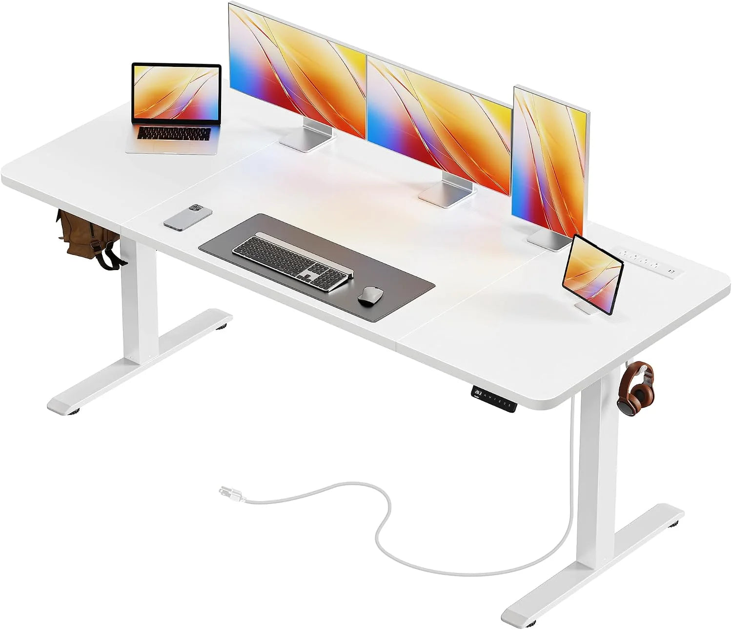 Special Electric Standing Desk with Power Outlets and USB-C Port, 47 X 24 Inch Height Adjustable Desk - Image 2