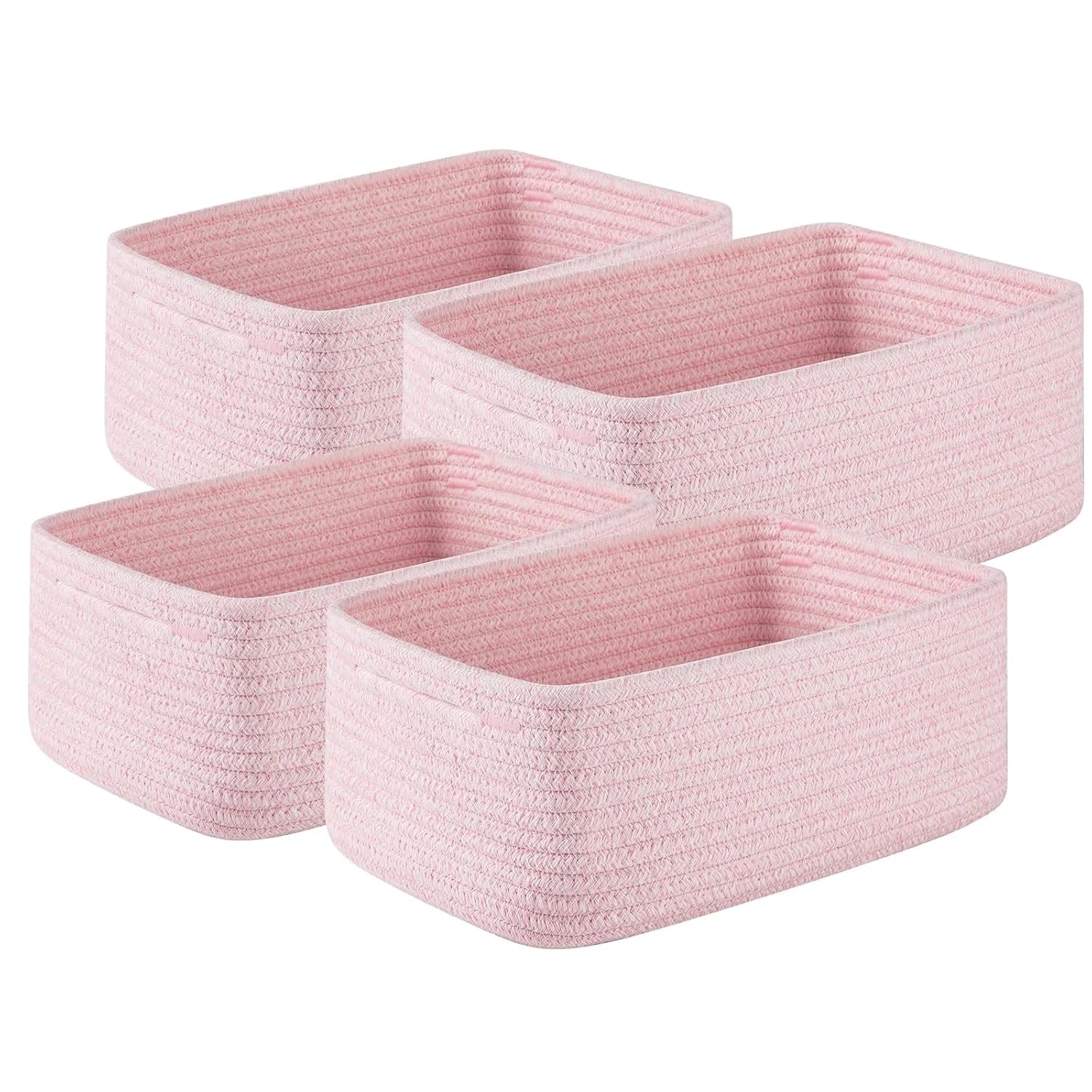 Special Small Storage Shelf Organizing Baskets, Mini Woven Rope Storage Bins for Towels, Cute Decorative Closet - Image 3