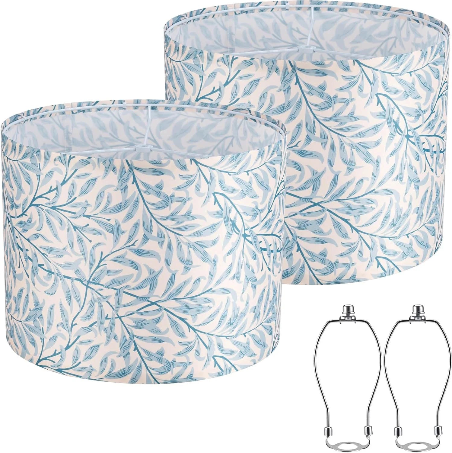 Special White 13 Drum Lamp Shades Set of 2 with Harps - Image 4