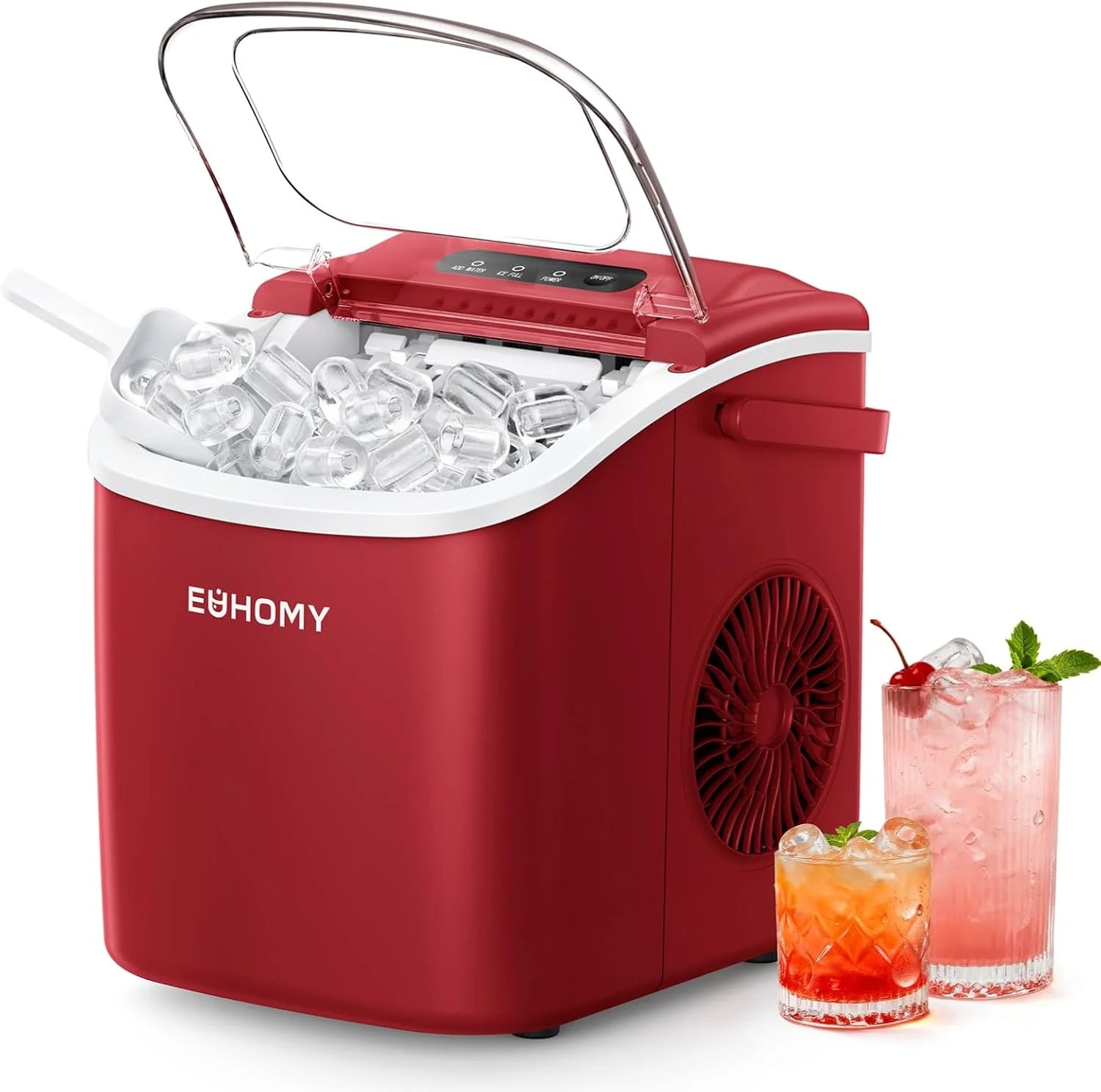 Special Countertop Ice Maker Machine with Handle, 26lbs in 24Hrs, 9 Ice Cubes Ready in 6 Mins, Auto-Cleaning Portable Ice