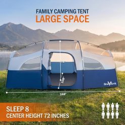Alternative view of Special Camping Tent for 8 Person, PU3000MM Waterproof Family Tent with Rainfly, Large Roomy 3 Room Camping Tents