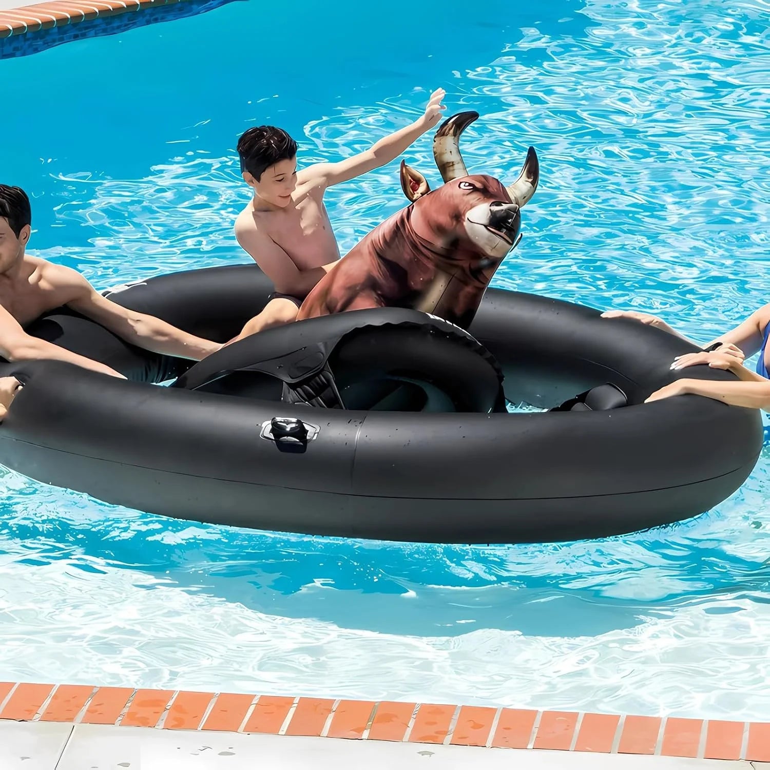 Special Realistic Bullfighter Mount Children Water Inflatable Toys Adult Thick Floating Row Inflatable Bull Water Toys - Image 7