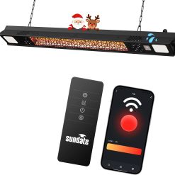 Alternative view of Special Hanging Electric Patio Heater with Light Ceiling Outdoor, Wifi Control, 1500W Infrared 9 Heat Levels, 24H Timers