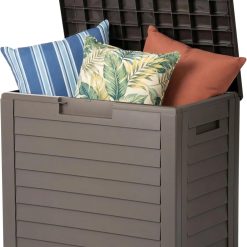 Special USA 35 Gallon Outdoor Deck Box, Lockable, Weather-Resistant, Beige