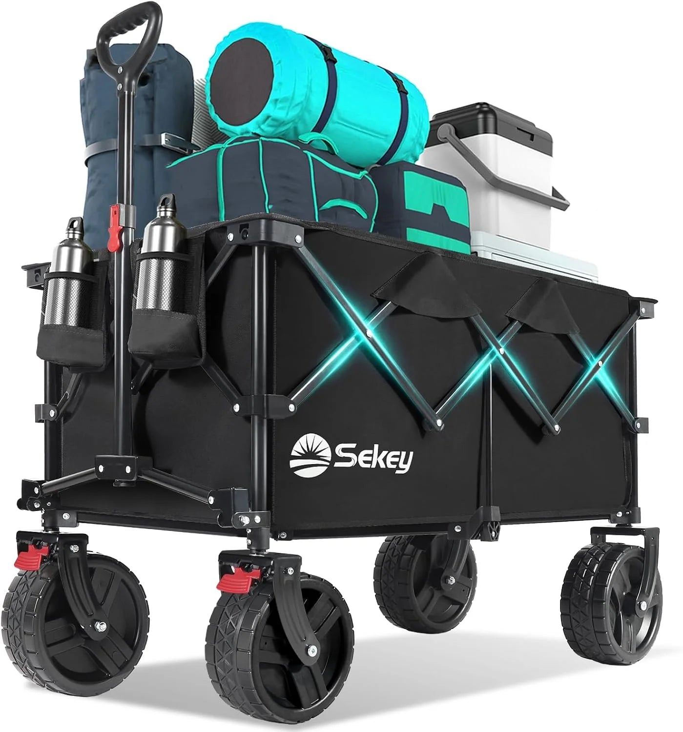 Special Sekey 220L Wagons Carts Foldable with Big All-Terrian Beach Wheels, Collapsible Heavy DutyWagon with Cup Holders - Image 5
