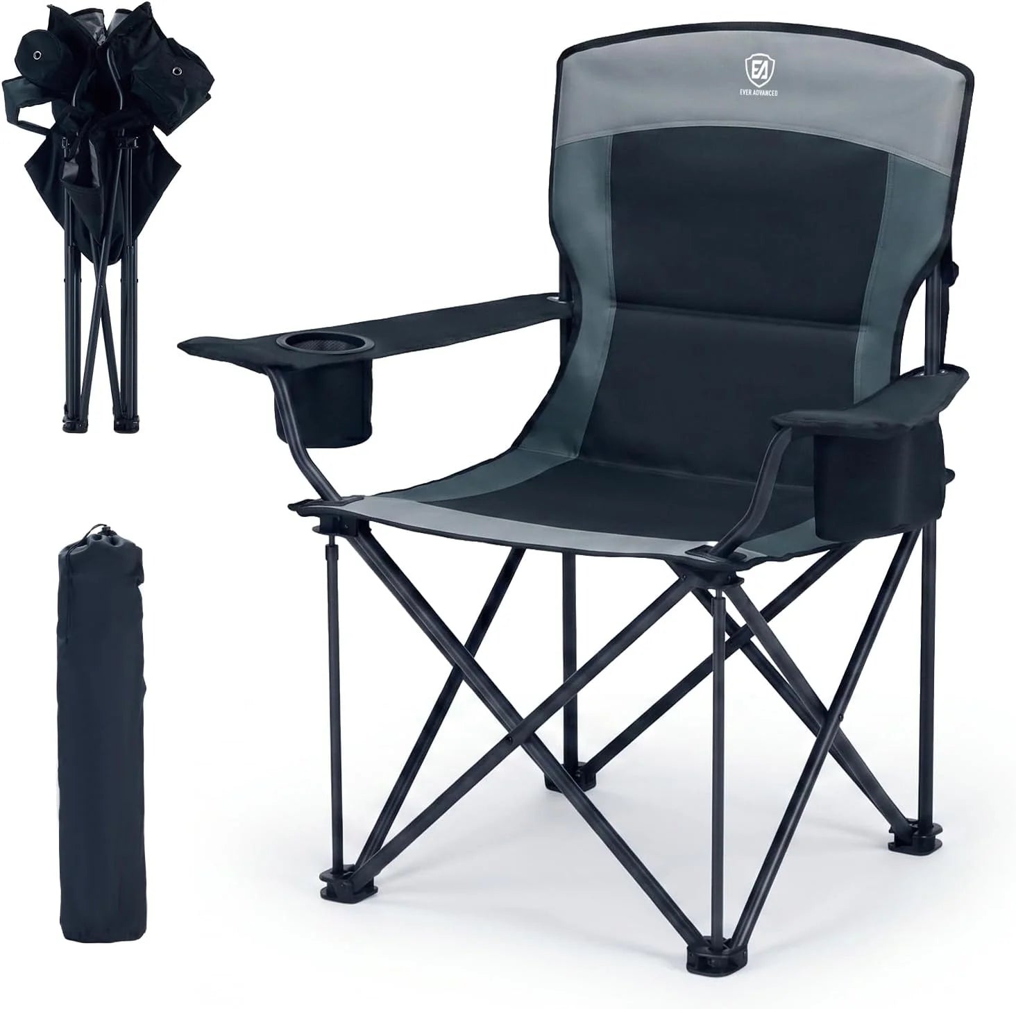 Special EVER ADVANCED Folding Camping Chair with High Back Padded 2 Pack Oversized Portable Lawn Chairs Lightweight Sturdy Steel - Image 4
