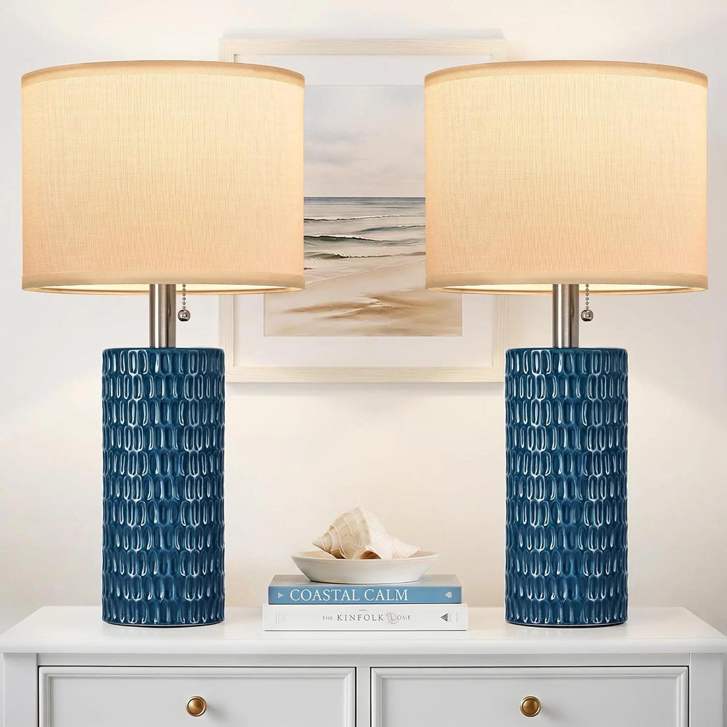 Special Reaketon 20.5 Modern Ceramic Table Lamps for Bedroom Set of 2, Farmhouse Table Lamp for Living Room Office Dorm - Image 5