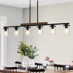 Alternative view of Special Kitchen Lighting, Black Modern Rustic Wood Ceiling Pendant Light Fixtures
