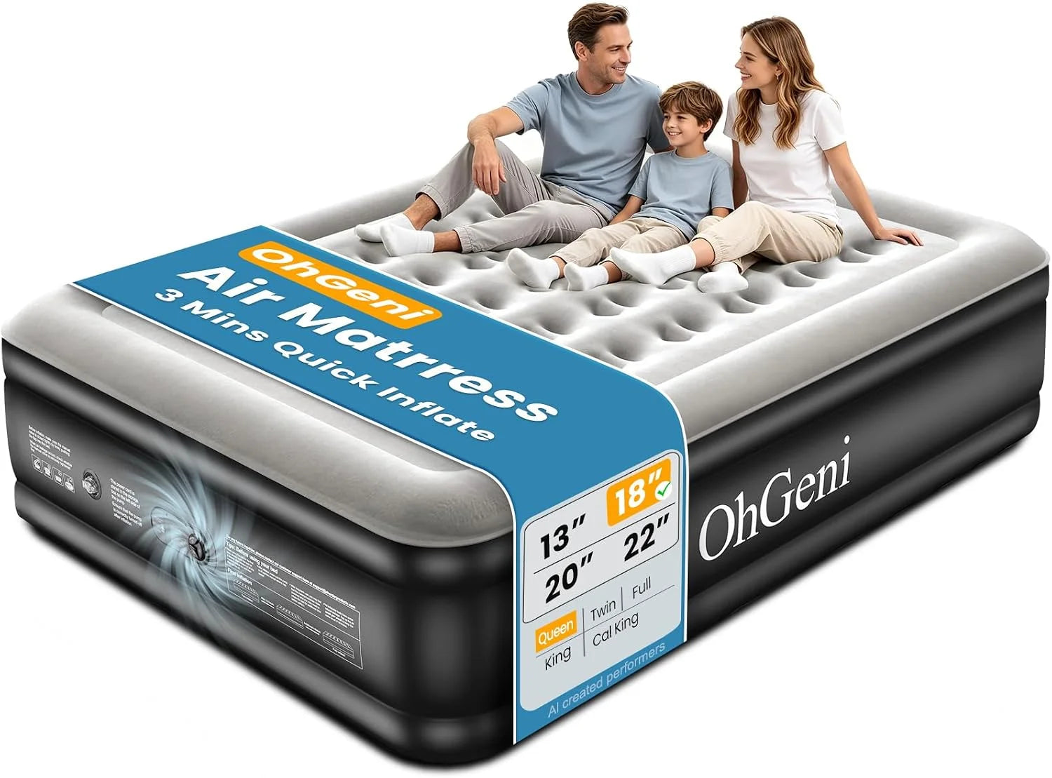 Special Air Mattress Queen with Built in Pump, 18 Raised Inflatable Blow Up Mattress, Upgraded Surface Portable Bed - Image 6