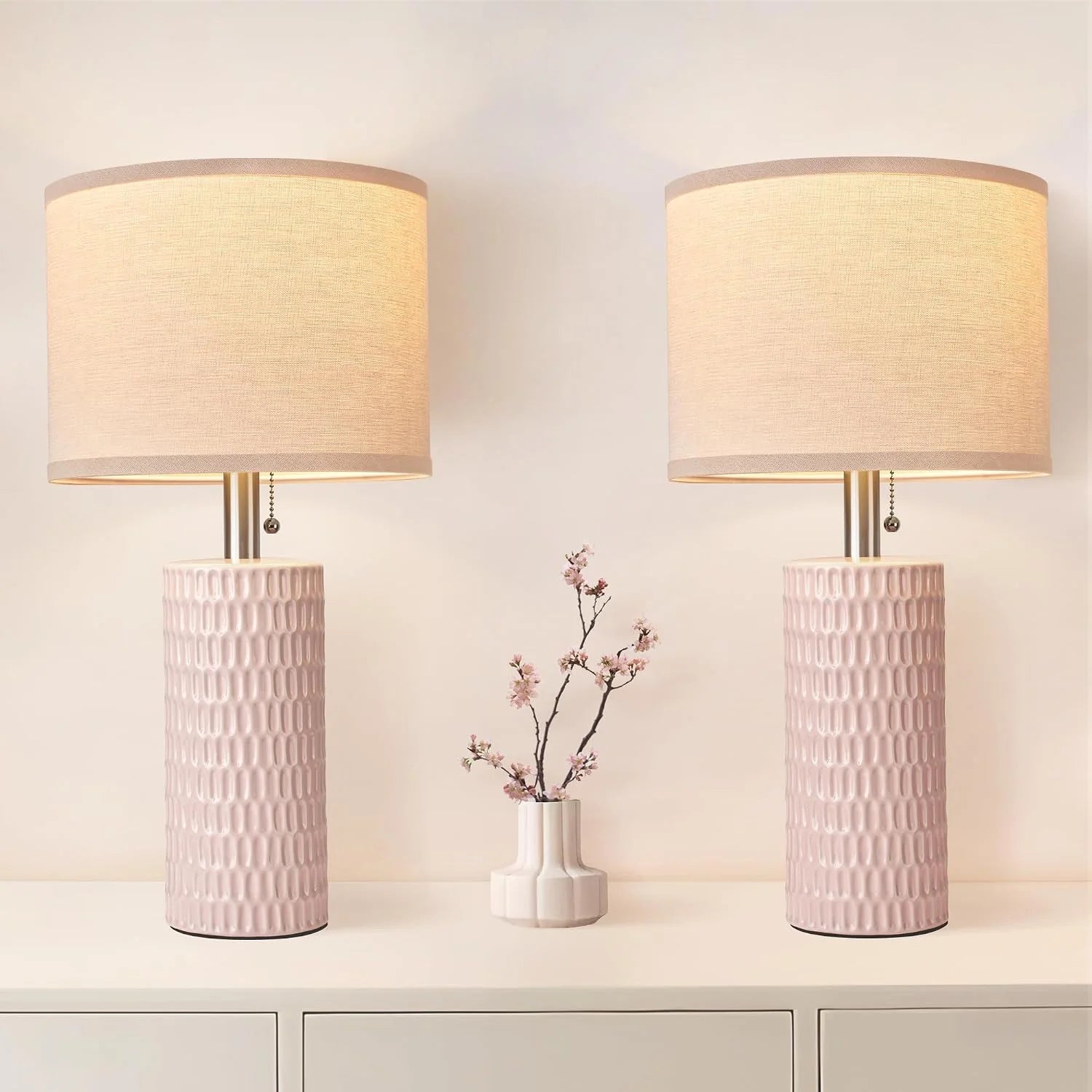 Special Reaketon 20.5 Modern Ceramic Table Lamps for Bedroom Set of 2, Farmhouse Table Lamp for Living Room Office Dorm - Image 4