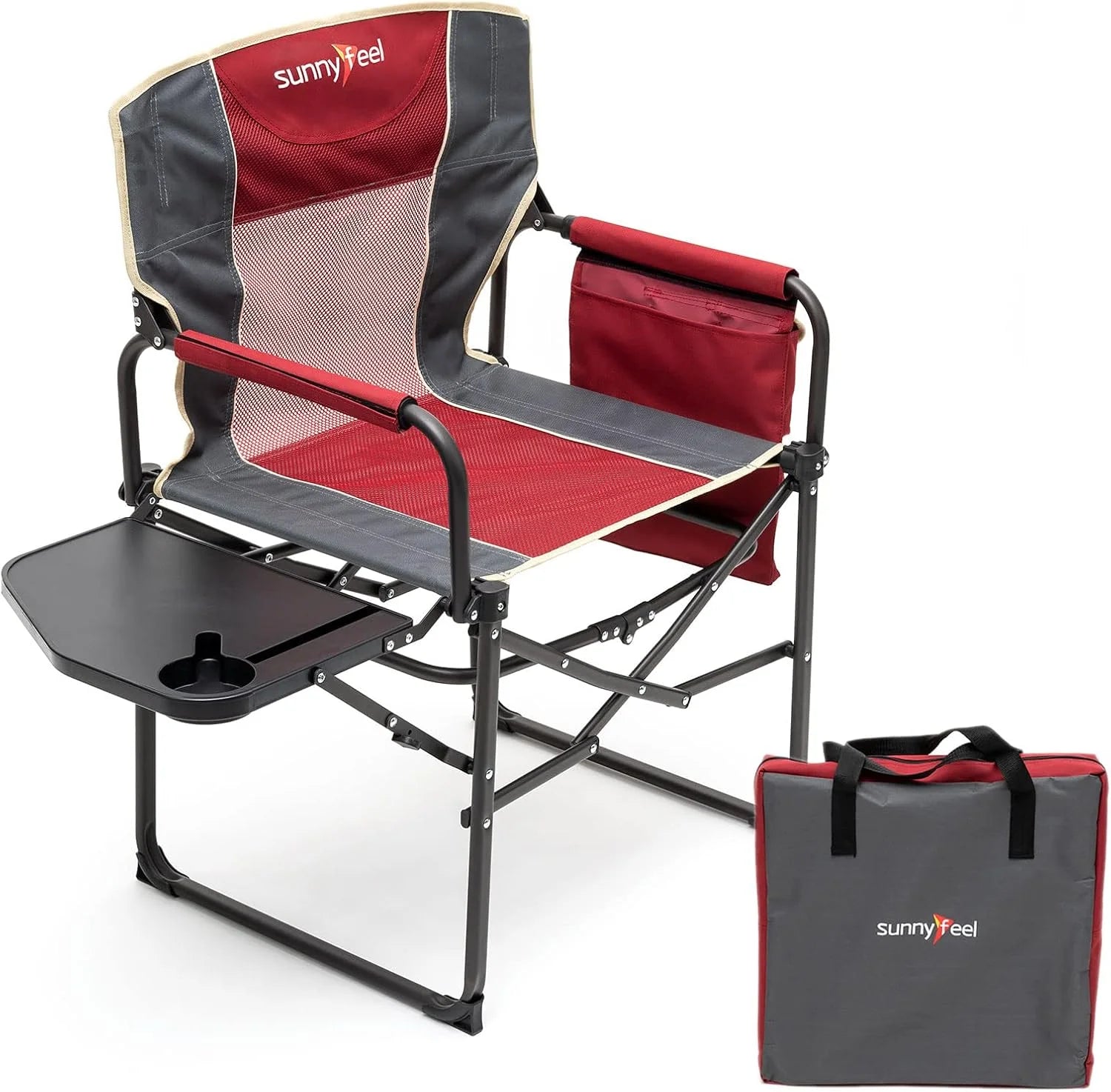 Special SUNNYFEEL Camping Directors Chair, Heavy Duty, Oversized Portable Folding Chair with Side Table - Image 16