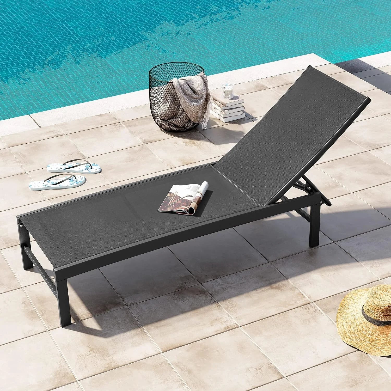 Special Products Lounge Chair Outdoor Set of 2, Metal Pool Chaise Lounge Chairs, Adjustable Five-Position Tanning - Image 14